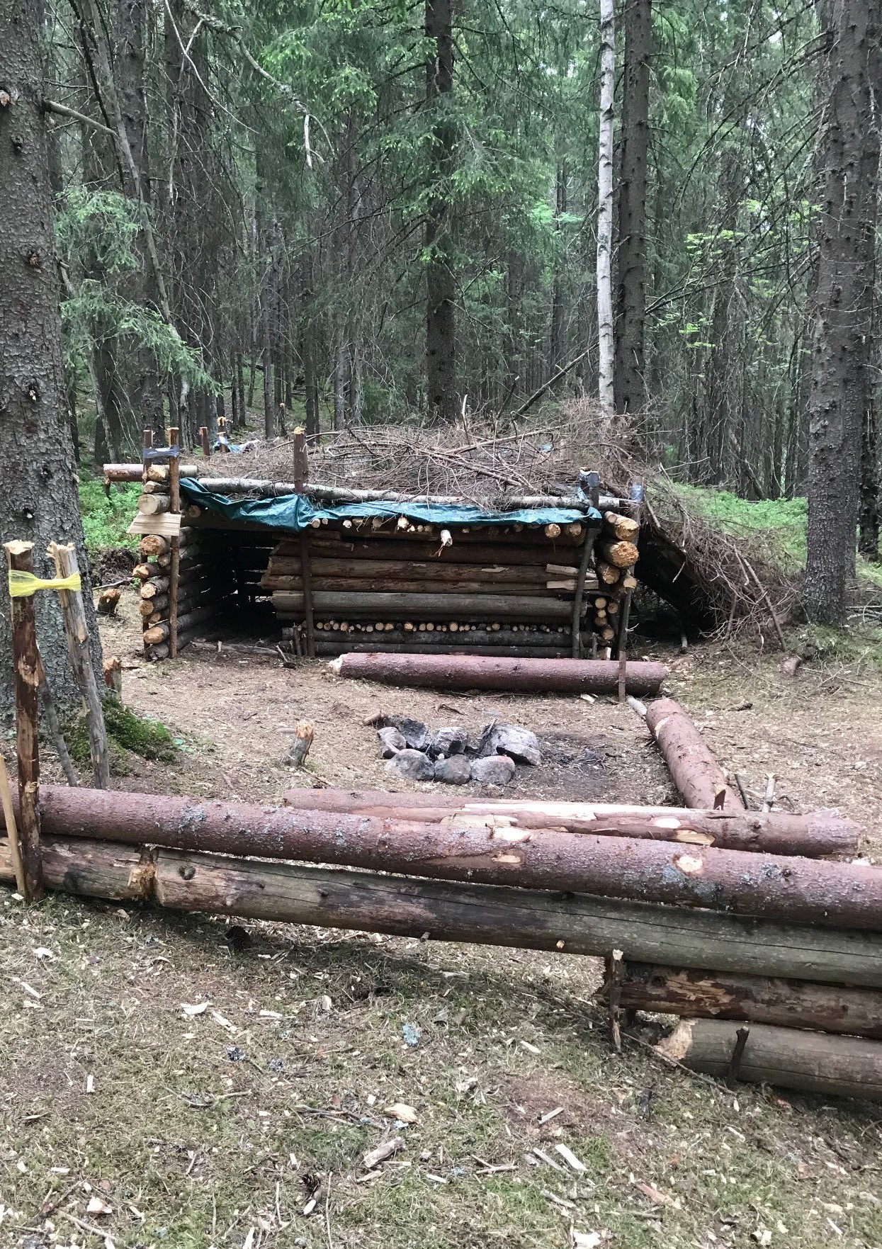 Hytte med bålplass funnet inne i Slattumsrøa naturreservat. 
