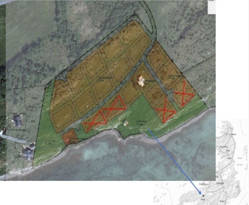 Reguleringsplan for Almvik hytteområde -  Fylkesmannen har innsigelse til lokalisering 4 hytter markert på kartet