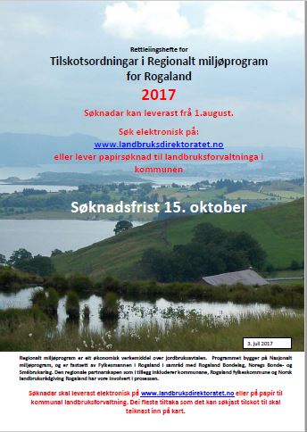 Rettleingshefte for Regionalt miljøprogram i Rogaland 2017.
