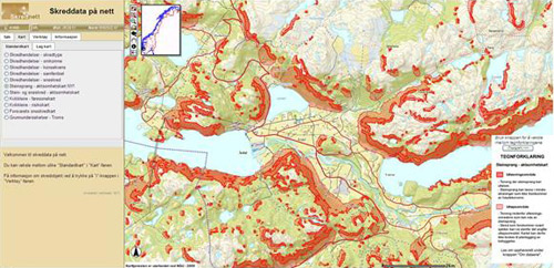 Kart over steinsprang Årdal